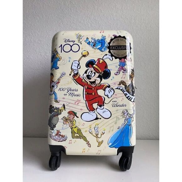Bioworld Disney 100 Years Of Music And Wonder 20” Carry On Spinner Suitcase NEW - Picture 1 of 16